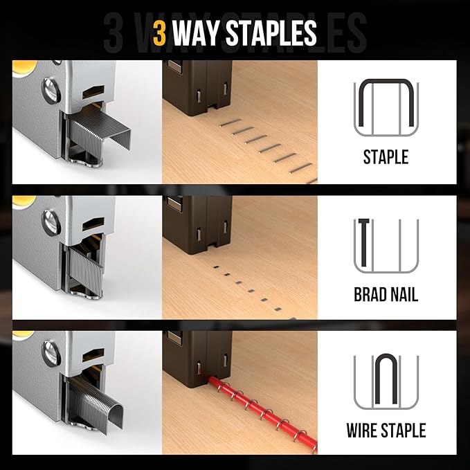 Staple Gun - LUFF 3 in 1 Heavy Duty Stapler Gun with Staple Remover and 3000 Staples for Upholstery, Manual Brad Nailer Power Adjustment Stapler Gun for Wood, Decoration, Crafts DIY