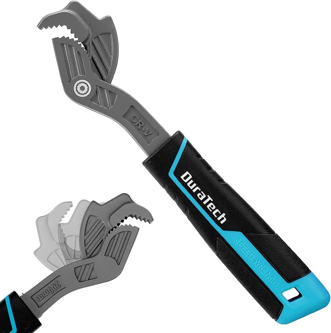 DURATECH 8-Inch Self-Adjusting Wrench, Multifunctional Self-Locking Wrench | Adjustable Size 3/8"-1"(9-25mm), Cr-V Steel, Non-Slip TPR Handle, Versatile Tool For Home Repair, Mechanic and DIY Projects