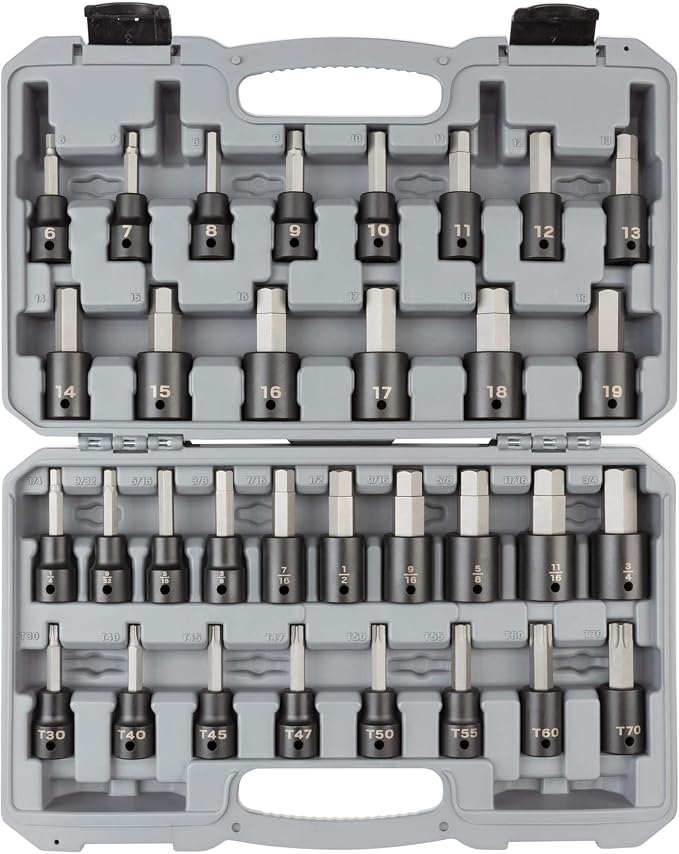 TEKTON 1/2 Inch Drive Hex and Torx Impact Bit Socket Set | SIB92312