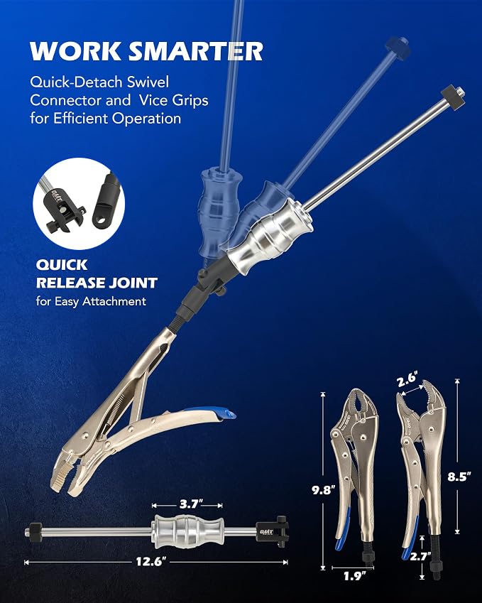 Orion Motor Tech Vise Grip Slide Hammer, 9.8 in Locking Pliers 2 lb Slide Hammer with Quick Release Swivel Connector, Locking Pliers Slide Hammer Set for Nail Bolt Pin Seal CV Axle Removal