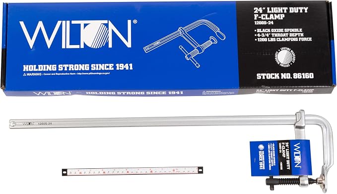 Wilton Light-Duty F-Clamp, 24" Opening, 4-3/4" Throat, 1200 Lbs. Clamping Force (Model 1200S-24)
