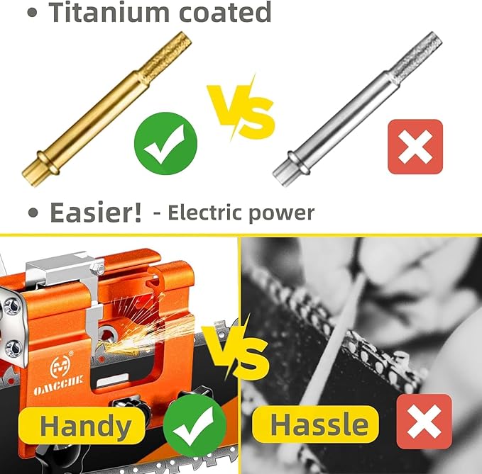Portable Manual Chainsaw Sharpener Jig Kit, Chainsaw Sharpener Tool with 10 High Hardness Titanium Plated Diamond Bits Chain Saws Blade Sharpener Chainsaw Accessories fit for 4"-22" Chain Saw