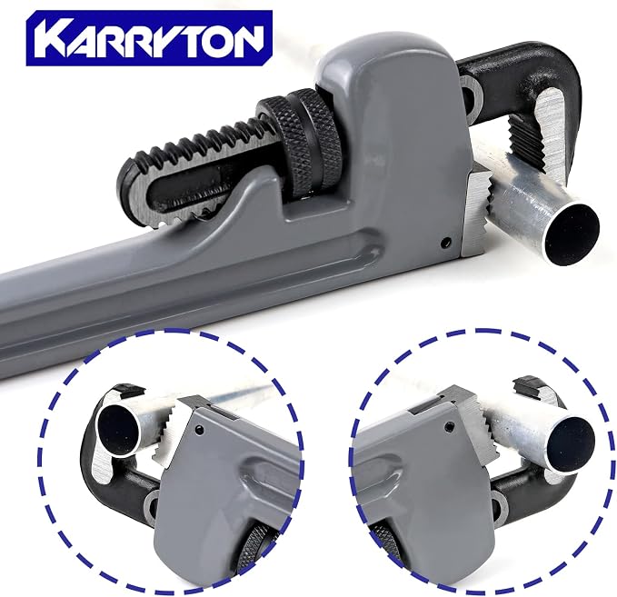 10 Inch Aluminum Pipe Wrench, 1-5/8"/41mm Adjustable Cr-Mo Jaw Opening Heavy Duty Straight Handle Plumbing Wrenches, Perfect Plumbers Tool Exceed GGG Standard
