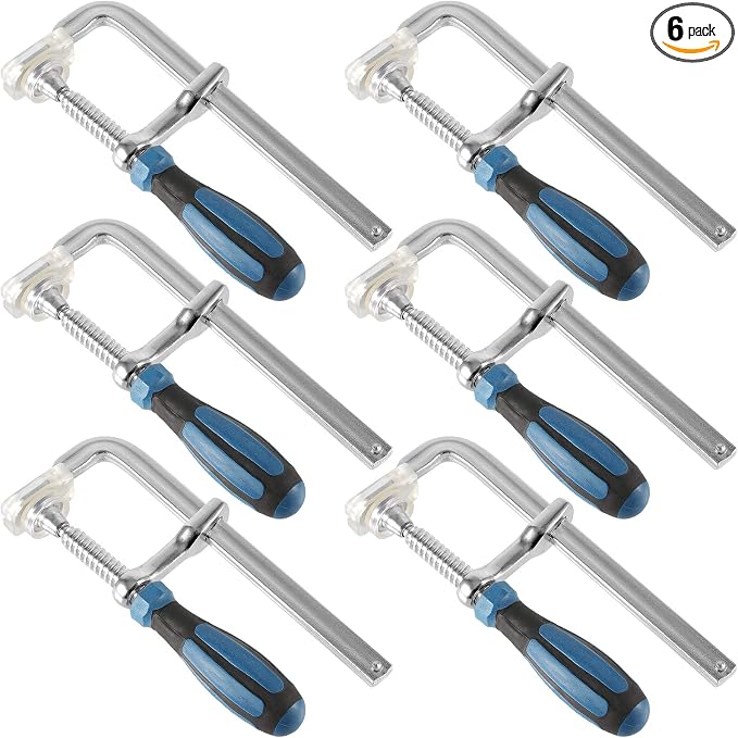 6 Pack 6 Inch Bar Clamps, Heavy Duty F Clamp, Steel Drop Forged Bar Clamps for Woodworking, Metal working, Welding, DIY Carpentry