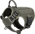 ICEFANG Tactical Dog Harness for Small Dogs,Reflective No Pull Dog Vest | with Control Handle,Adjustable,Front Hook,2 Leash Clips,Soft Padded,MOLLE Panel,Green,Small