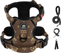 IVY&LANE No Pull Dog Harness with Leash Set, Reflective No Choke Pet Vest,Adjustable Oxford Dog Vest Harness with Easy Control Handle for Medium Dogs (Dark Brown,M)