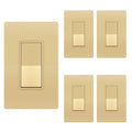 ENERLITES Elite Series Decorator Switch with Screwless Wall Plate, Paddle Light Switch, 3-Way or Single Pole, 3 Wire, Grounding Screw, Residential Grade, 15A 120V, UL Listed, 93150-GDWP5P (5 Pack)
