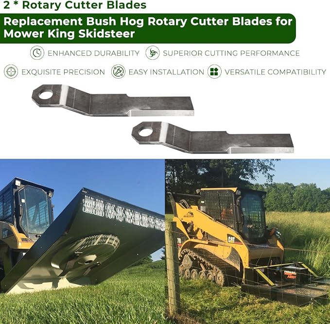 MOTOQUEEN Replacement Bush Hog Cutter Durable Blades for Mower King Skidsteer 2-3/8" x 14" x 3/8" Replacement Blades for Brush Mowers Heavy Duty AR400 Steel 10mm Thick (2 Blade Set)