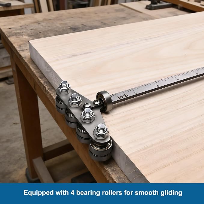31.5" Positioning Calipers for Circular Saw, Rip Cut Circular Saw Guide Rail, Adjustable Circular Saw Roller Guide for Circular Saw Precise Measurements & Easy Wood Cutting (Stainless Steel)