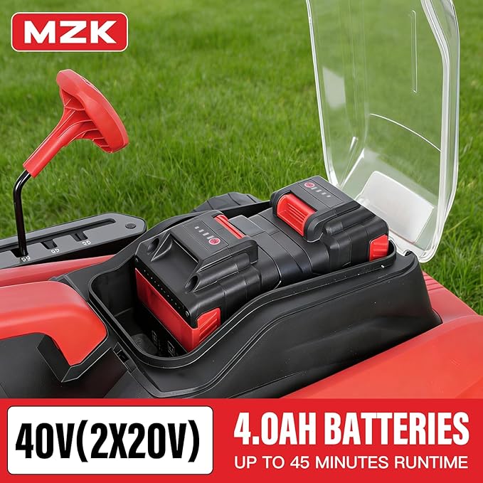 MZK 40V 16" Electric Lawn Mower, 2-in-1 Brushless Cordless Lawn Mower, Walk-Behind Push Mowers with 5-Position Height Adjustment, 2 x 4.0Ah Batteries & Charger Included