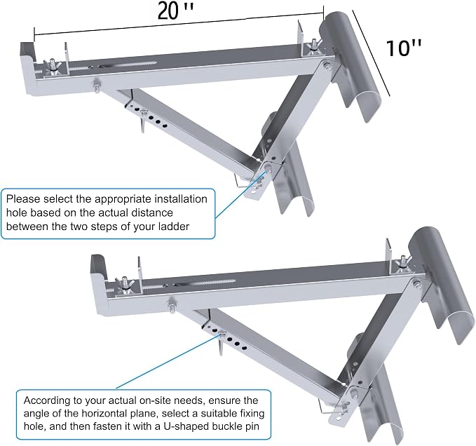 Ladder Jacks 2 Pack for Metaltech Scaffolding Platform,Two-Rung Short Body Extension Ladder Jack for Working Stage,2024 Upgrading Design & Strengthen Stability. (1 Pair)