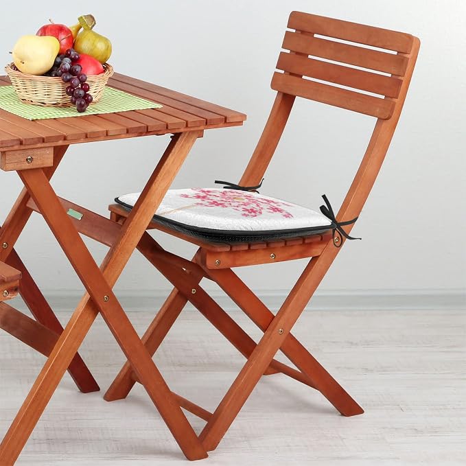 Lunarable Pinwheel Chair Cushion Pads Set 12, Pinwheel Paper Power Wood Cheering Color Pin Freedom Happiness Family Time, Anti-Slip Seat Padding for Kitchen & Patio, 16"x16", White Coral Rose