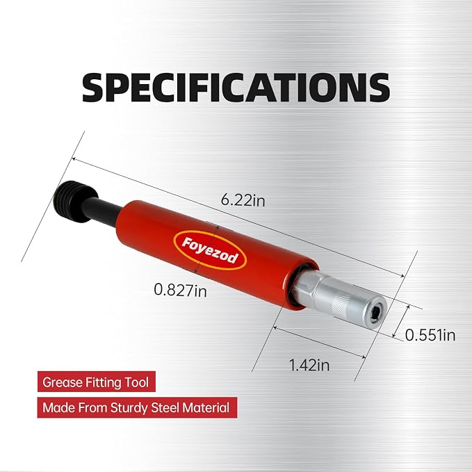 Grease Fitting Cleaning Tool, Grease Zerk Cleaner for Trucks, Tractors, Heavy Equipment - Removes Old Dried Grease from Fittings, Pins, Shafts, Bushings (Red)