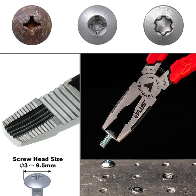 VAMPLIERS 10-PC Stripped Screw Extractor Tool Set with Toolbox Storage Case: 8x Made in Japan Screw Removal Pliers, 1x Vise-Grip Locking Plier & 1x Recessed Screw Extractor. | 5" Mini, 6.25", 6.25" Brute, 7" Slip-Joint, 7" vPlus , 7.5" Long Nose, 7.5" ...