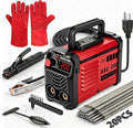 Hpoouo 200Amp 20PCS Rods Stick Welder, Super MINI Portable Welding Machine, IGBT Inverter Welder Machine 110V with Hot Start Arc Force Anti-Stick, for 1/16"-1/8" Rod ARC Welder, 2 Chip Hammers (Red)