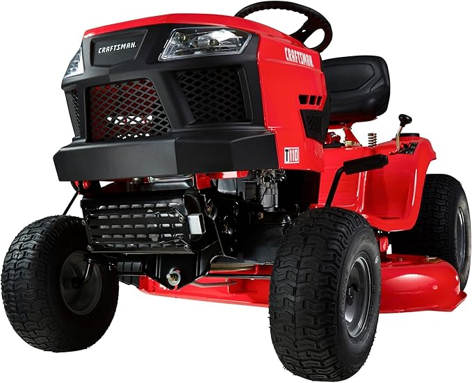 CRAFTSMAN 42" Gas Riding Lawn Mower with 17.5 HP* Briggs and Stratton Single-Cylinder Engine, Gas Lawn Tractor with 7-Speed Transmission, Red/Black (13AN77XSA93)