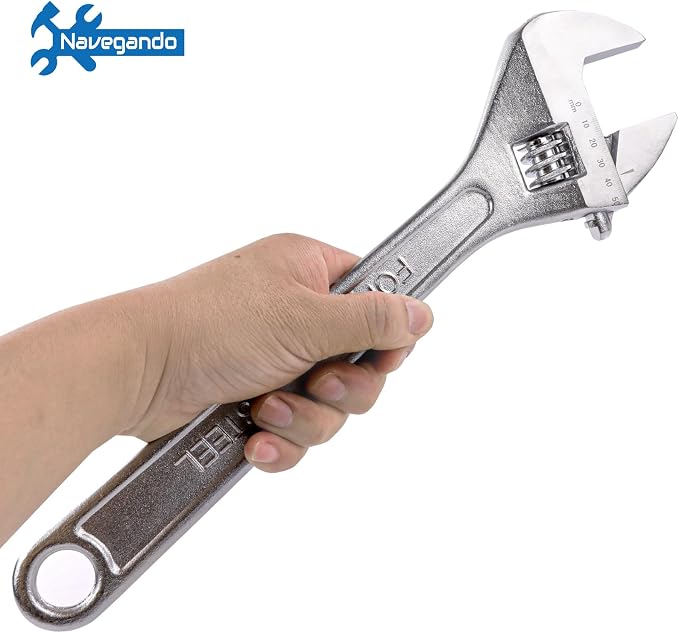 Navegando 15 Inch Adjustable Wrench, Professional High Carbon Forged Steel Wrench,for Automotive & Industrial Use, Heavy Duty