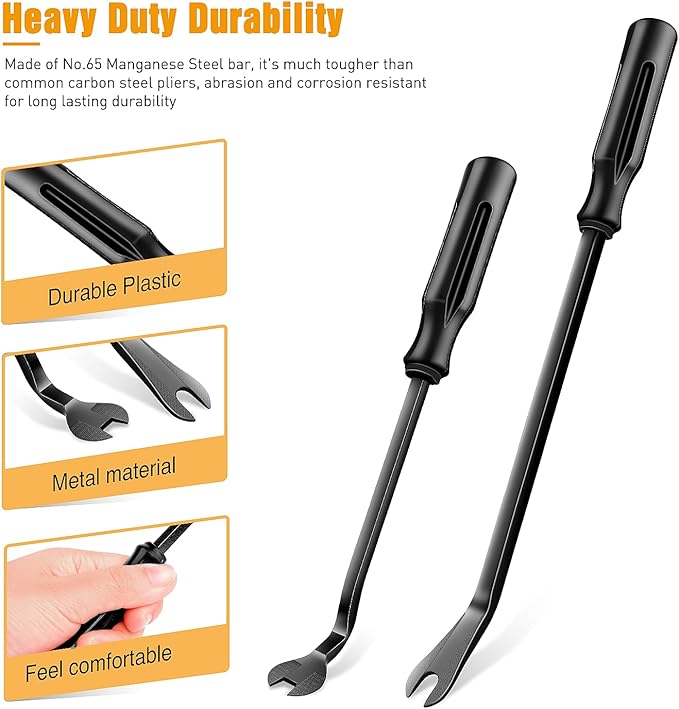 GOOACC Auto Trim Removal Tool Set 3Pcs No Scratch Pry Tool Kit with Storage Bag for Car Body Clips Door Panel Car Clips Dashboard Repair Black