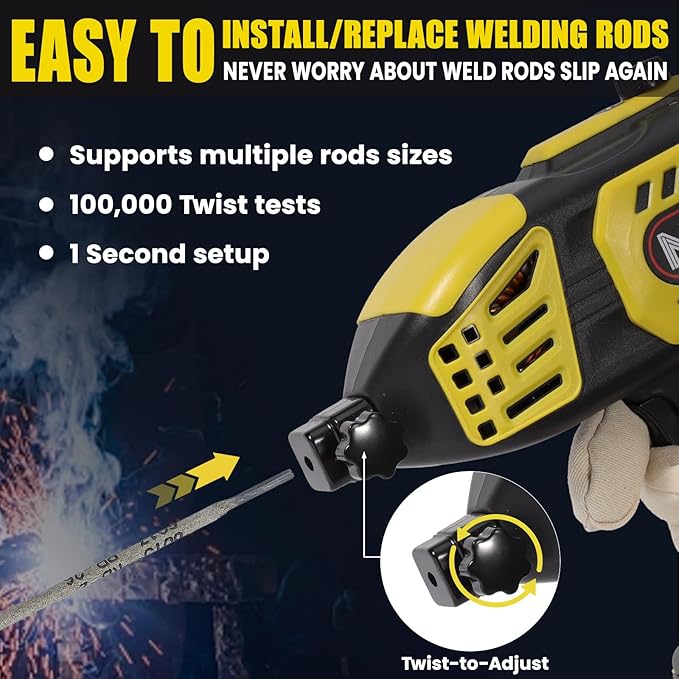 Handheld Welder Machine 110V, NeoTamarix 20-150A IGBT Inverter Portable Welder Gun with 5 Variable Current Adjustment & 20PCS Rods, Portable ARC Welding Gun Fits for 1/16"-1/8" Rods