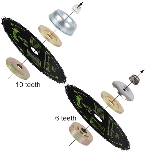 2 Pack 9“ x 20T Carbon Steel Chainsaw Brush Cutter Blade for Weedeater +1 Round Files + 2 Set Adapter Kits for Cutter, Trimmer, Weed Eater