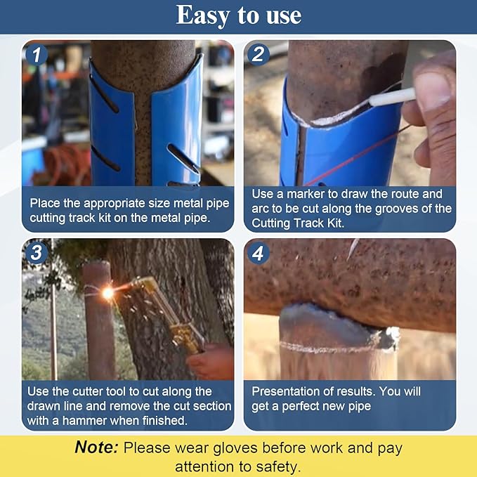 Drkerr 3Piece Magnetic Metal Pipe Cutting Guide Kit for Precision Cuts - (Includes Sizes: 1-7/8", 2-3/8", 2-7/8"), Guides Cuts at 45°, 90°, 22.5° and Saddle Cut, Pipe Marking Tool