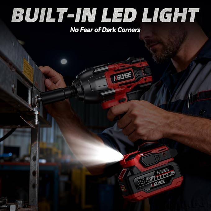 Cordless Impact Wrench 1107Ft-lbs(1500N.m), Brushless High Torque 1/2 Impact Gun with 21V 2x4.0Ah Battery, 3-Mode Speed, Electric Impact Driver with 4 Socket for Home Car Pickup Truck RV Mower
