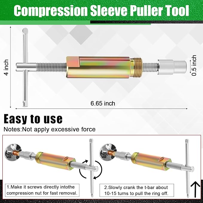 5 Pcs Angle Stop Wrench Kit Plumbing Tool, Compression Sleeve Puller for 1/2" Compression Fitting Ferrule Puller Removal Tool for 1/2" Copper Tubing 4-way Multi-functional Utility Key (Green)
