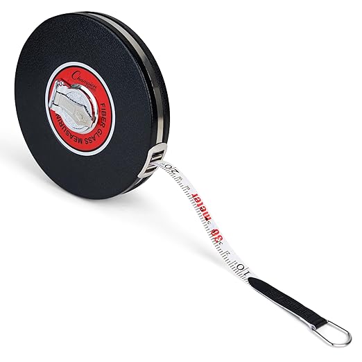 Champion Sports Closed Reel Measure Tape – 100 ft / 30 m, Hand Crank, Dual-Sided Feet & Meters