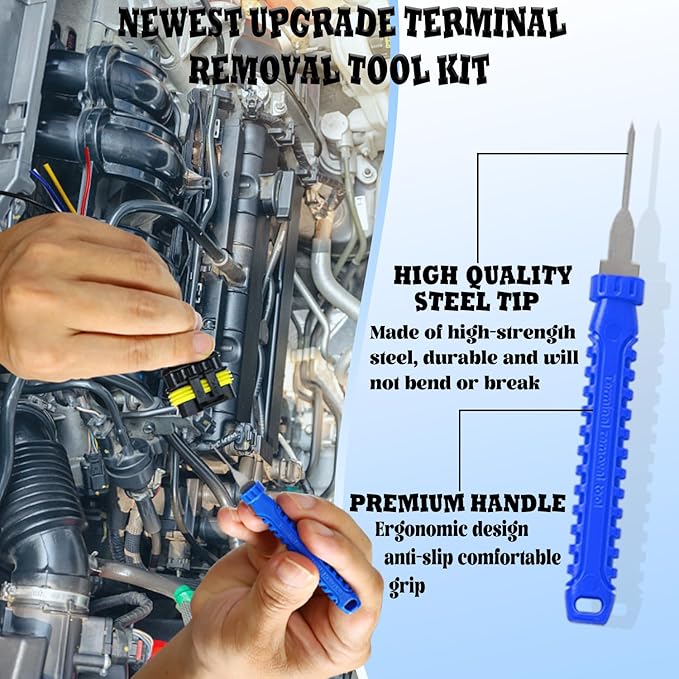21+1Pcs Terminal Removal Tool Kit with Blow-Molded Case - Automotive Electrical Terminal Connector Separator Removal Tools Depinning Tool Kit for Most Connectors,Blue