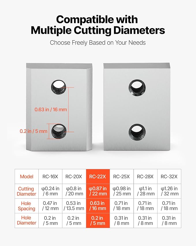 VEVOR Rebar Cutter Replacement Jaw Blades 6 Pcs Silver - Double-sided CR12MOV High-Hardness Steel, for 7/8 Inch 22mm #7 Electric Rebar Cutter, with Screws & Spring Washer