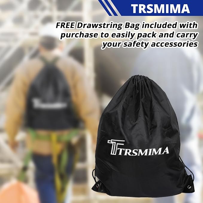 TRSMIMA Safety Harness Fall Protection - Safety Harness for Construction | Men Roofing Full Body Construction Harness Lanyard Kit Men Fall Arrest Work Tree Climbing Roofer D-ring ANSI