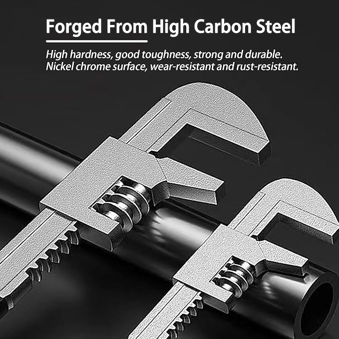 Non-slip Design Adjustable Wrench 15 inch, Wide Jaw Opening 3.35" Automotive Wrench with Black Silicone Non-slip Grip – Ideal for Automobiles, Machine Maintenance, Home Repairs, and Construction