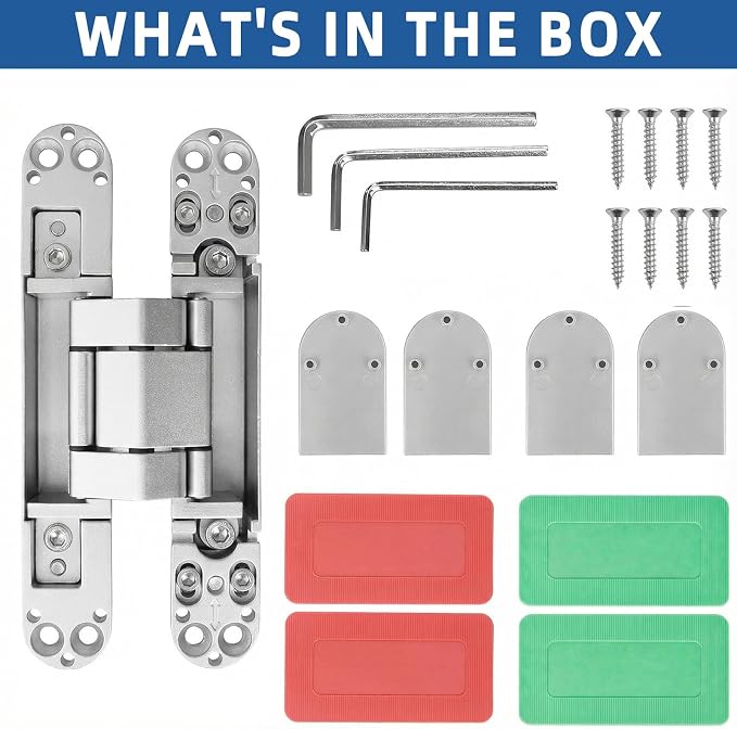 TamBee Invisible Hinges Hidden Door Hinges Concealed Door Hinges, Outswing Hidden Door Hinge 3 Way Adjustable Butt Hinge 7inch 2PCs