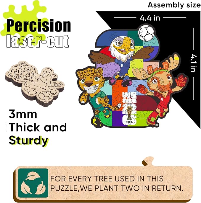 FIFA World Cup 2026 Zayu, Clutch & Maple 26PCS Wooden Pocket Puzzle