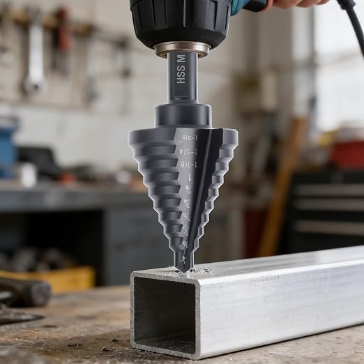 Lichamp Step Drill Bit for Metal Sheet Heavy Duty, Genuine M2 HSS Step Up Down Drill Bit Stepper Unibit for Steel Hole, 10 Sizes from 1/4 to 1-3/8 inches