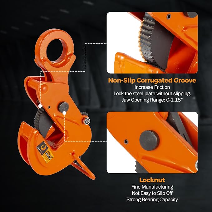 BEAMNOVA 2 Tons Horizontal Plate Lifting Clamp, Flexible Ring