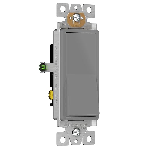 ENERLITES 3-Way Decorator Paddle Light Switch, Single Pole or Three Way, 3 Wire, Grounding Screw, Residential Grade, 15A 120V/277V, UL Listed, 93150-GY-10PCS, Gray (10 Pack)