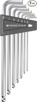 PB Swiss Tools Hex Key Set PB 212Z.LH CN | 100% Swiss Made | 7-Piece Long L-Wrench Key Set with Ball End, Inch Sized 3/32" to 5/16" in Practical Holder