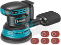 Cordless Random Orbital Sander Compatible for Makita 18V (TOOL ONLY), Electric Palm Orbital Sander With Dust Collector, 6 Variable Speeds, 20Pcs Sandpaper For Sanding Polishing Woodworking