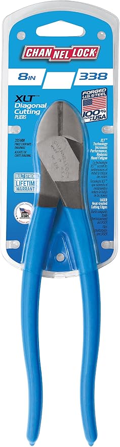 Channellock 338 Diagonal Cutting Plier,8" L, Blue