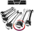 ironcube Brake Line Wrench Set: 6 Pcs Metric 10-17mm - Ratcheting Open-end for Nuts on Fuel, Brake or Air Conditioning Lines