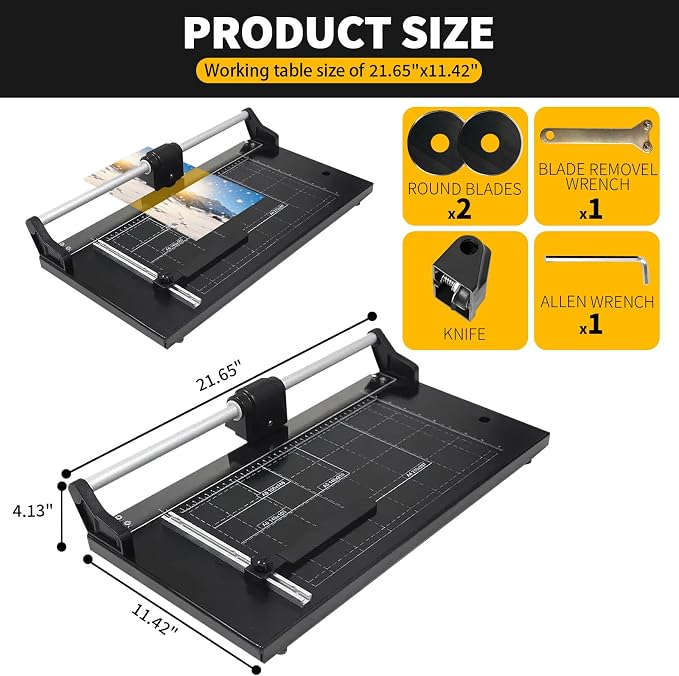 14 Inch Manual Precision Rotary Paper Trimmer,Heavy Duty Rolling Cutter Tool,Professional Rolling Trimmer for Cutting Photo Paper, Card Stock, Office Paper