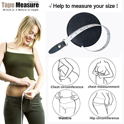 Tape Measure for Body Measuring Medical Body Cloth Tailor Craft Dieting Measuring Tape, 60 Inch/1.5 M Dual Sided Measuring Tape for Body Fabric Sewing（2 Pieces，Black）