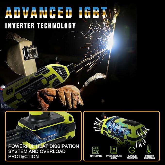 TRQWH Portable Welding Machine 110V ARC Handheld Welder IGBT Inverter Welding Gun Stick Welder 5 Variable Current Adjustment Hand Held Welder Machine, Fit for 1/16"-1/8" Welding Rods (Green)
