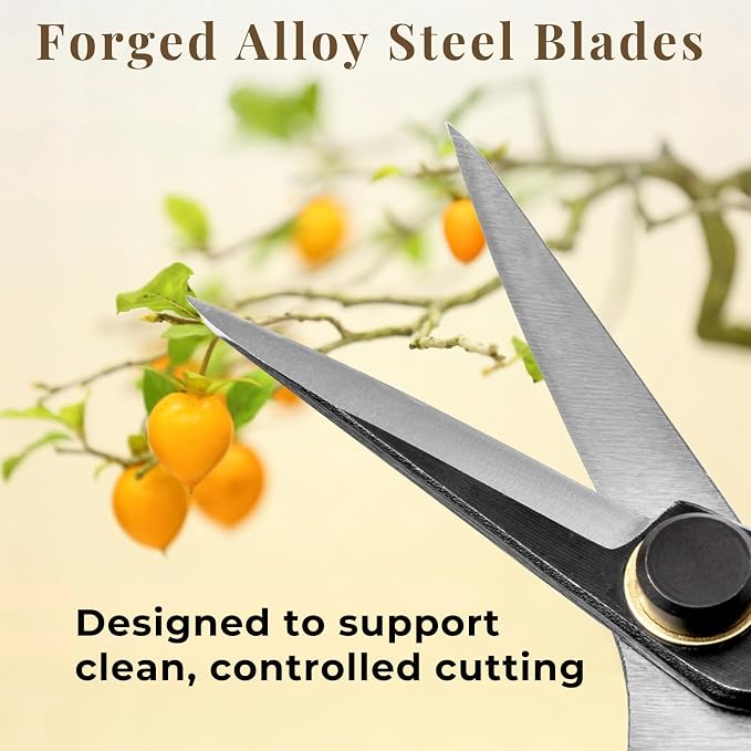 Wablade Japanese Pruning Shears Double-Edge, 8.2-Inch Precision Pruning Scissors for Buds, Flowers & Soft Stems, Cuts Up to 0.2" (5 mm), Forged Alloy Steel Blade, Made in Japan