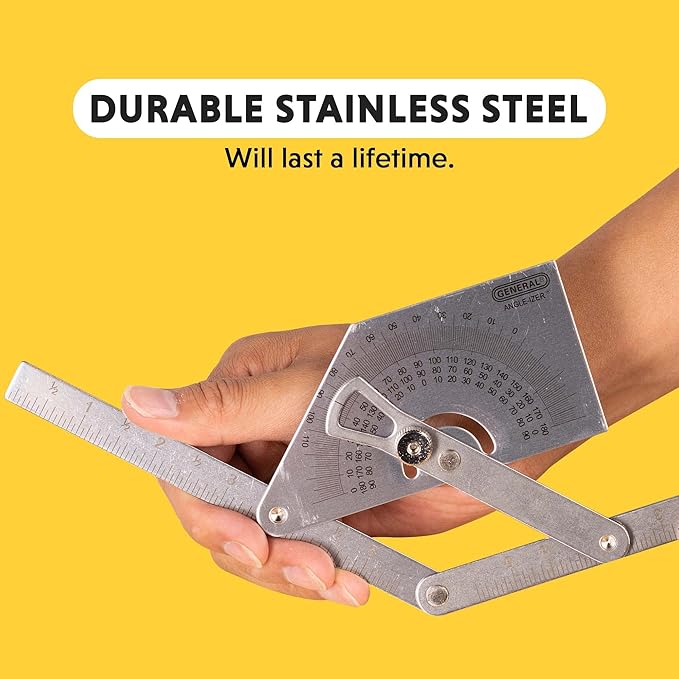 General Tools Protractor and Angle Finder #39, Stainless Steel, Outside, Inside, Sloped Angles, 0° to 180°