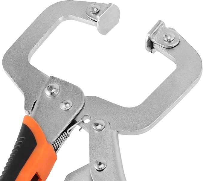 HOZEON 3 PCS 6 Inch C Clamp Locking Pliers, Heavy Duty Welding C Clamp Pliers with Swivel Pads, Vise Grip Locking Pliers Face Clamps for Woodworking, Welding, Building