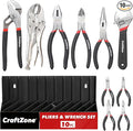 10PC Pliers and Wrench Set with Storage Rack – Includes Channel Lock | Long Needle Nose | Diagonal Cutter | Groove Joint | Linesman & Mini Plier, Carbon Steel Tool Kit for DIY and Home a Gift for Man