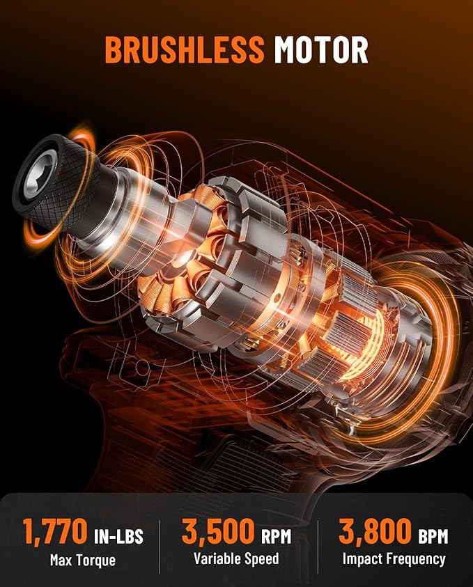 20V Brushless Impact Driver, 1/4'' Hex Compact Cordless Driver Kit with 1,770 In-lbs Torque, Battery & Charger Included – Lightweight Electric Screwdriver for Wood, Metal & Auto Repair-TITANCE X7