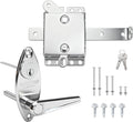 Heavy-Duty Garage Door Lock Kit, Universal L-Handle with Inside Side Latch, Copper Cylinder & Keys, Zinc Alloy Handle, Complete Hardware Set for Shed Barn Garage Doors, 3 Sizes Screws-1 Set